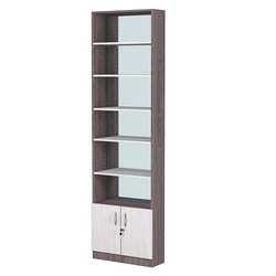 Стеллаж из ДСП с 5-ю полками 200x600 мм серии LEVEL-5 №3-2 (З/C - ЗЕРКАЛО), Ясень Анкор темный + Ясень Анкор светлый