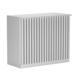 Торговый стол-прилавок широкий с планками серии ВЕРТИКАЛЬ №20, Серый