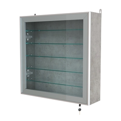 Витрина настенная №1-5А с пятью прозрачными полками серии Collecto, Бетон Чикаго светло-серый F186 ST9