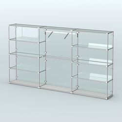 Торговая система ХРОМ (задняя стенка - стекло) 3600 мм с прозрачными полками и поручнями №9, Серый