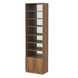 Стеллаж из ДСП с 6-ю полками 350x600 мм серии LEVEL-6 №6-2 (З/C - ЗЕРКАЛО), Орех