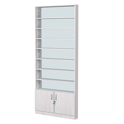 Стеллаж из ДСП с 7-ю полками 100x900 мм серии LEVEL-7 №8-2 (З/C - ЗЕРКАЛО), Ясень Анкор светлый