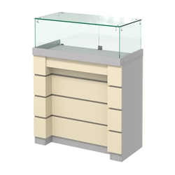 Торговый прилавок с утопленным фасадом и широкими ящиками №УФ-4-900, Серый + Крем Вайс