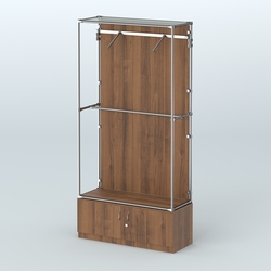 Торговая система ХРОМ (задняя стенка - ДСП) 1200 мм №4-4 с тумбой Т-21 и поручнями, Орех