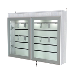 Витрина настенная №3-2Б широкая со встроенной подсветкой  серии Collecto, Ясень Анкор светлый