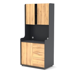 Офисная мини-кухня ЭЛЕГИЯ №3, Антрацит+Дуб Золотистый