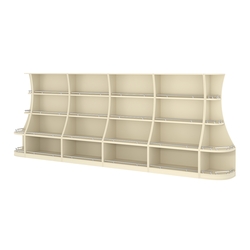 Пристенный низкий стеллаж ГАРАНТ №4-О с ограничителями, Крем Вайс