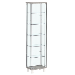 Витрина РОНДО с регулировочными полками №1-3-РЕГ на ножках (задняя стенка стекло), Бетон Чикаго светло-серый F186 ST9