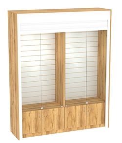 Торговая витрина двухсекционная с рольставнями ЭКДВ-3, Дуб Золотистый