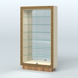 Низкая витрина с декором и узкими полками НБА-11, Крем Вайс + Орех