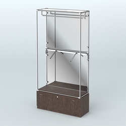 Торговая система ХРОМ (задняя стенка - зеркало) 1200 мм №2-1 с тумбой Т-11 и поручнями, Дуб Венге