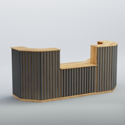 Ресепшен со столом выдачи серии ПРИЛИВ №7, Дуб Золотистый и Темно-Серый