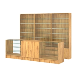 Комплект витрин с наклонными полками SL-6 №12 и прилавков ЭК-4, Дуб Золотистый