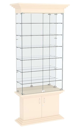 Витрина узкая с 6-ю полками и подсветкой ЦИТАДЕЛЬ №32, Крем Вайс
