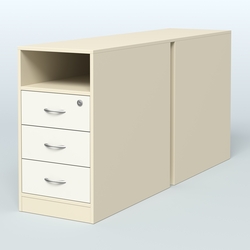 Тумба приставная/опорная двойная, Крем Вайс + Белый