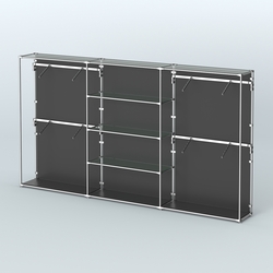 Торговая система ХРОМ (задняя стенка - ДСП) 3600 мм с прозрачными полками и поручнями №5, Черный