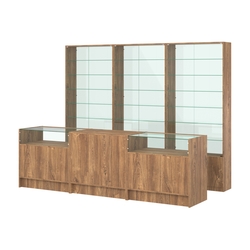 Комплект витрин с регулировочными полками NE-6 №12-1 и прилавков ЭК-2, Дуб Канзас коричневый