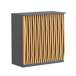 Торговый стол-прилавок широкий с планками серии ОРНАМЕНТ №20, Темно-Серый  + Дуб Золотистый