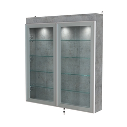 Витрина настенная №4-3А с подсветкой серии Collecto, Бетон Чикаго светло-серый F186 ST9