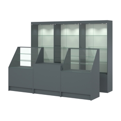 Комплект витрин ЭК-01 и прилавков ЭК-7, Темно-Серый