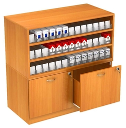 Прилавок для сигарет Т-20 с тремя полками под акриловые диспенсеры, Дуб Сонома