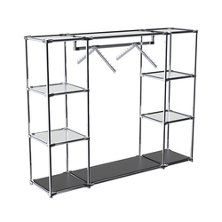 Хромированный стенд-вешало TD-47 №1-4 Хром с полками Зеркало 4мм, Черный