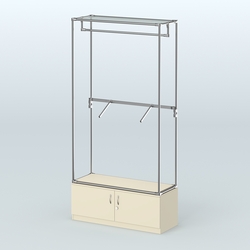 Торговая система ХРОМ без ДСП 1200 мм №2-4 с тумбой Т-21 и поручнями, Крем Вайс