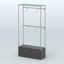 Торговая система ХРОМ без ДСП 1200 мм №3-3 с тумбой Т-15 и поручнями, Черный