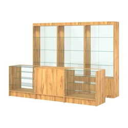 Комплект витрин ЭК-02 и прилавков ЭК-4, Дуб Золотистый