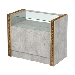 Недорогой прилавок с большим накопителем и декоративными молдингами №ПДМ-2-900, Метрополитан Грей