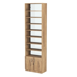 Стеллаж из ДСП с 7-ю полками 300x600 мм серии LEVEL-7 №5-1 (З/C - СТЕКЛО), Дуб Канзас коричневый