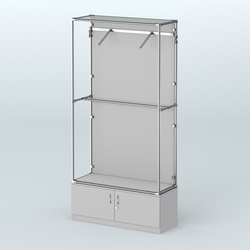 Торговая система ХРОМ (задняя стенка - ДСП) 1200 мм №4-4 с тумбой Т-21 и поручнями, Серый