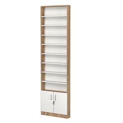 Стеллаж из ДСП с 8-ю полками 100x600 мм серии LEVEL-8 №1 (З/C - ДВП), Дуб Канзас коричневый + Белый