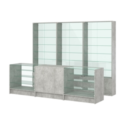 Комплект витрин с регулировочными полками NE-6 №12-1 и прилавков ЭК-4, Метрополитан Грей