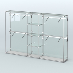 Торговая система ХРОМ (задняя стенка - стекло) 3030 мм с прозрачными полками и поручнями №8, Серый