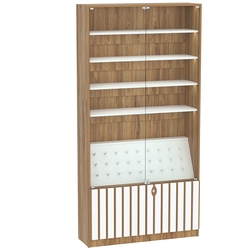 Витрина серии "Смок" №2, Дуб Канзас коричневый + Белый