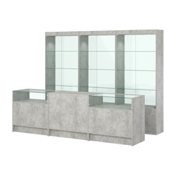 Комплект витрин ЭК-02 и прилавков ЭК-2, Метрополитан Грей