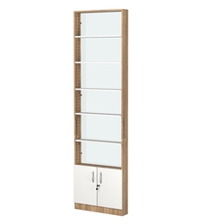 Стеллаж из ДСП с 5-ю полками 100x600 мм серии LEVEL-5 №1-1 (З/C - СТЕКЛО), Дуб Канзас коричневый + Белый