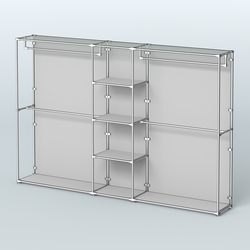 Торговая система ХРОМ (задняя стенка - ДСП) 3030 мм с полками ДСП и поручнями №4, Серый