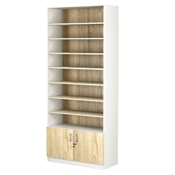 Стеллаж из ДСП с 7-ю полками 350x900 мм серии LEVEL-7 №13 (З/C - ДВП), Белый + Дуб Сонома