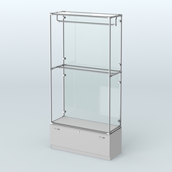 Торговая система ХРОМ (задняя стенка - стекло) 1200 мм №1-1 с тумбой Т-11 и поручнями, Серый