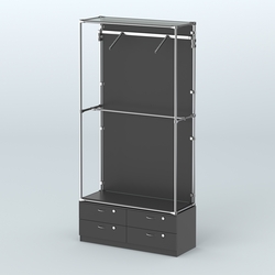 Торговая система ХРОМ (задняя стенка - ДСП) 1200 мм №4-2 с тумбой Т-14 и поручнями, Черный