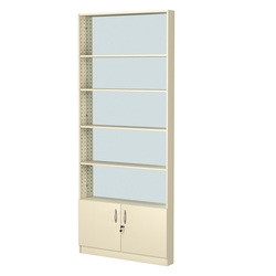 Стеллаж из ДСП с 4-мя полками 100x900 мм серии LEVEL-4 №8-2 (З/C - ЗЕРКАЛО), Крем Вайс