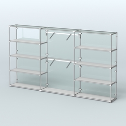 Торговая система ХРОМ (задняя стенка - стекло) 3600 мм с полками ДСП и поручнями №6, Серый