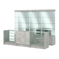 Комплект стеклянных витрин ИС-03 и прилавков ЭК-4, Метрополитан Грей