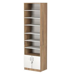 Стеллаж из ДСП с 6-ю полками 400x600 мм серии LEVEL-6 №7 (З/C - ДВП), Дуб Канзас коричневый + Белый