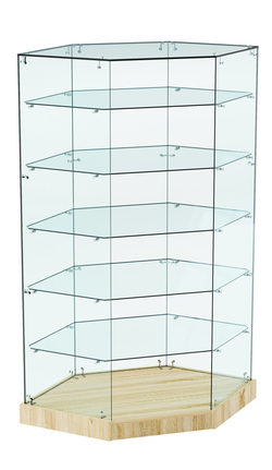 Витрина Хит продаж №514 (угловая шестигранная, открытая, З/C - стекло), Дуб Сонома