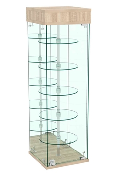 Витрина РОТАЦИЯ настольная с вращающимися полками №27-5 (задняя стенка - зеркало), Дуб сонома