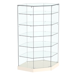 Витрина Хит продаж №513 (угловая шестигранная, закрытая, З/C - стекло), Крем Вайс