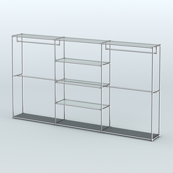 Торговая система ХРОМ без ДСП 3600 мм с прозрачными полками и поручнями №2, Темно-Серый